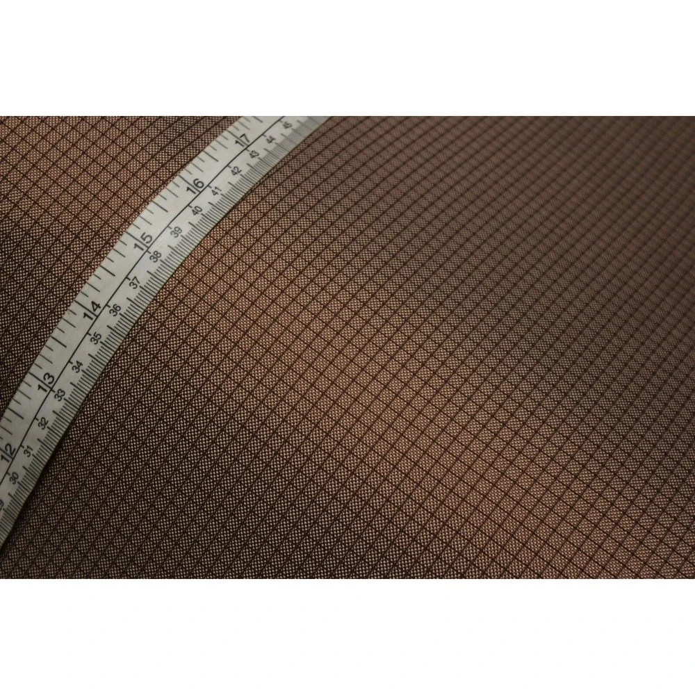 100% Silk Fabric Brown Plaid Check By The Half Yard Sewing Craft F333